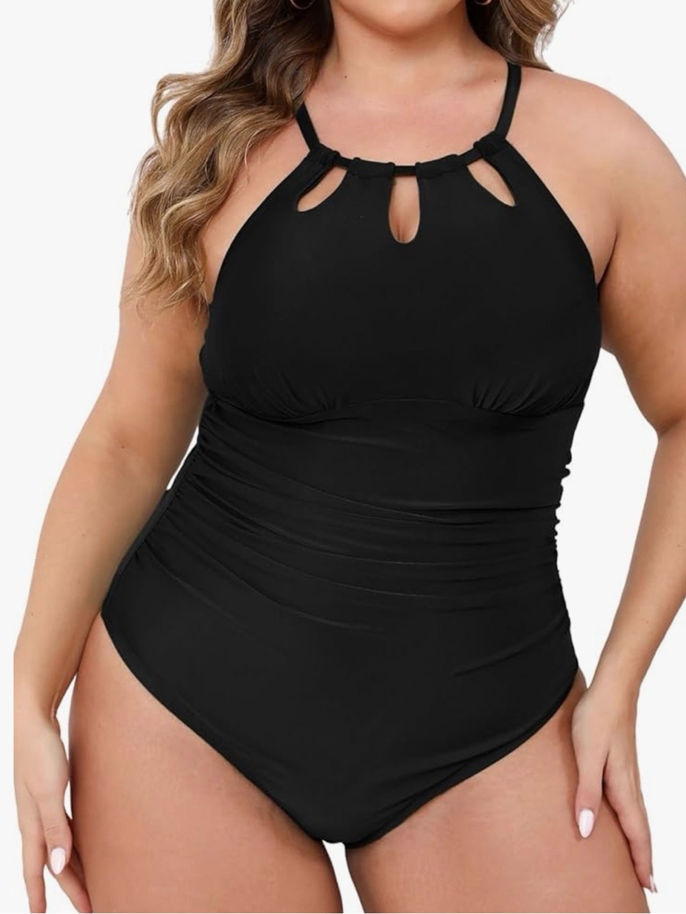 Cupshe Black Halter Keyhole One-Piece Swimsuit